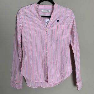 Abercrombie and Fitch Pink Blue White Stripe Button Down Shirt Size: Small